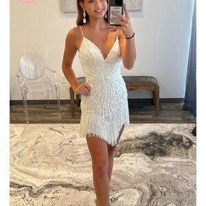 White Sequin Embellished Mini Dress - Bachelorette